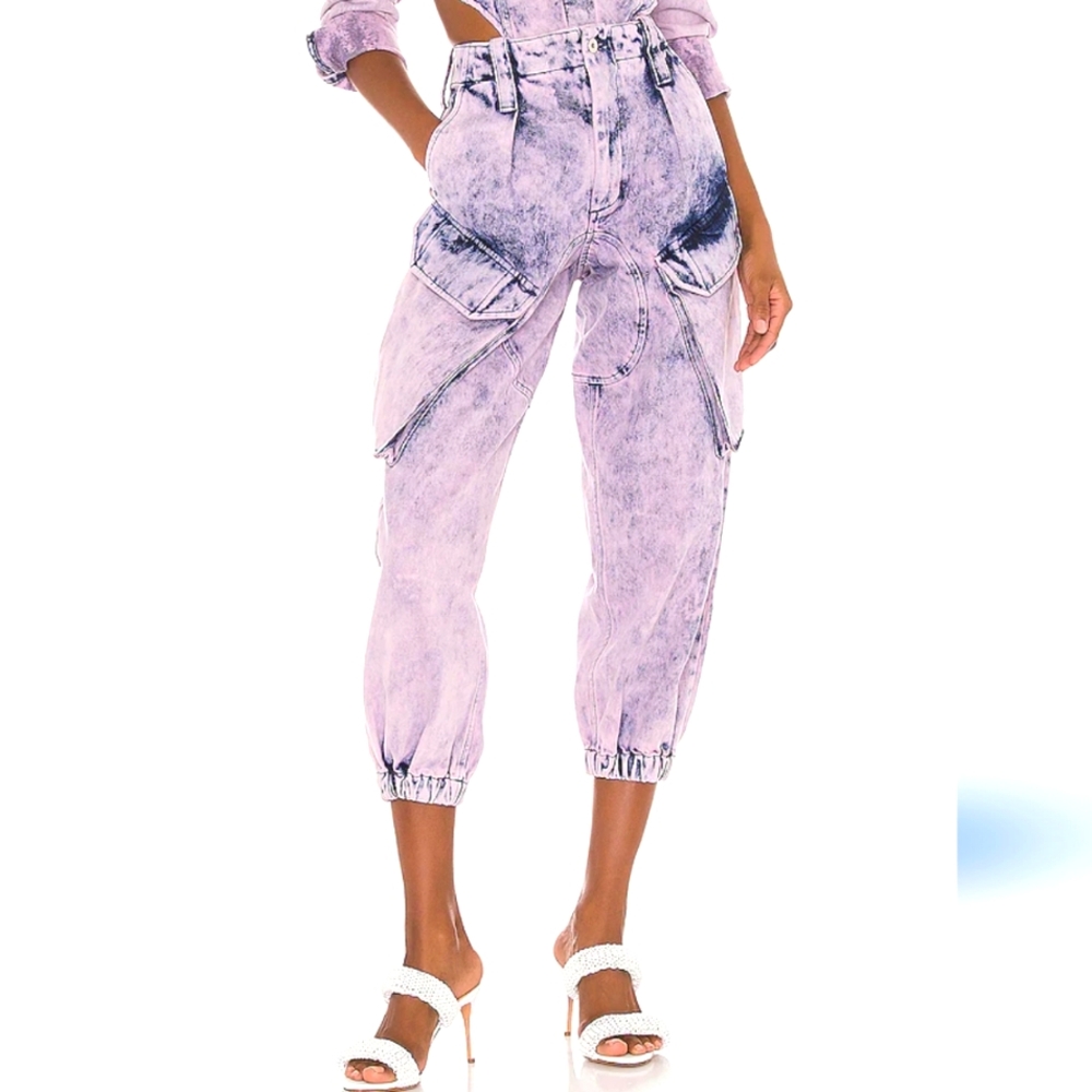 Marques Almeida Acid Wash Cropped Highwaisted Jeans Small Pink/Purple